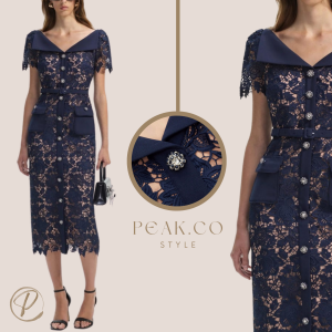 Lacivert Danteli Midi Elbise